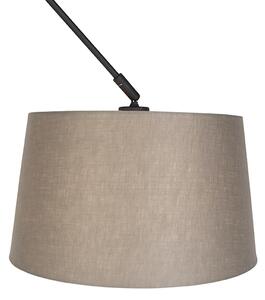 Zidna svjetiljka crna s platnenim sjenilom u boji taupe 35 cm - Blitz