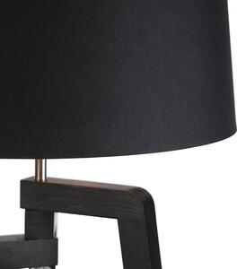 Tronožac za podnu svjetiljku s pamučnom sjenilom crnom sa zlatnom 50 cm - Puros