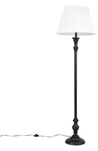 Podna svjetiljka crna s nabranim hladom bijela 45 cm - Classico