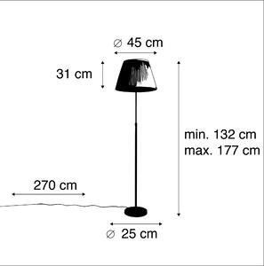 Podna svjetiljka crna s nabranom kremom u boji 45 cm podesiva - Parte
