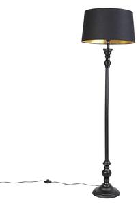 Podna svjetiljka s pamučnom nijansom crna sa zlatnom 45 cm - Classico