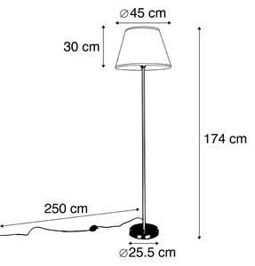 Moderna podna svjetiljka čelik s bijelom nabranom hladom 45 cm - Simplo
