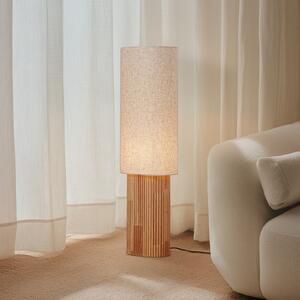Lindby Kimiko podna lampa, visina 100 cm, drvo, tkanina, E27, Drvo, Dnevni boravak/blagovaonica, Tkanina / tekstil