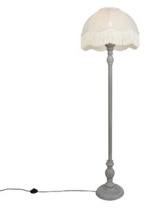 Podna svjetiljka siva s bež sjenilom i bijelom unutrašnjosti 45 cm - Classico