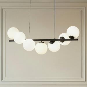 Lucande Viseća lampa Isandro, crna / opal, 7 lampica, prigušiva, Crno, Dnevni boravak/blagovaonica, Staklo