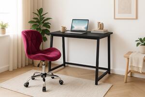 Set za ured – sklopivi radni stol ZARIMO 80×40 cm crni + uredska stolica AVOLA VELVET vinska crvena