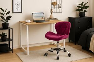 Set za ured – sklopivi radni stol ZARIMO 80×40 cm bijeli + uredska stolica AVOLA VELVET vinska crvena