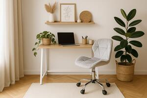 Set za ured – sklopivi radni stol ZARIMO 80×40 cm bijeli + uredska stolica AVOLA VELVET svijetlosiva