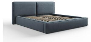 Tamno plavi tapecirani bračni krevet s prostorom za pohranu s podnicom 180x200 cm Arendal – Cosmopolitan Design