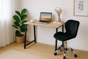 Set za ured – sklopivi radni stol ZARIMO 80×40 cm hrast sonoma + uredska stolica AVOLA VELVET crna