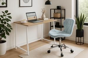 Set za ured – sklopivi radni stol ZARIMO 80×40 cm bijeli + uredska stolica AVOLA VELVET svijetloplava