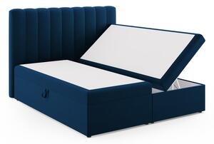 Tamno plavi boxspring krevet s prostorom za pohranu 180x200 cm Gina – Milo Casa