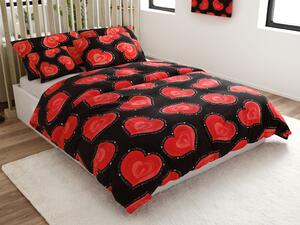 Poliester pamučna posteljina za 2 kreveta VALENTINE, crna Dimenzije posteljine: 2 kom 70 x 90 cm | 2 kom 140 x 200 cm