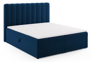 Tamno plavi boxspring krevet s prostorom za pohranu 180x200 cm Gina – Milo Casa