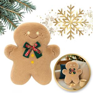 Baršunasti ukrasni jastučić u obliku medenjaka GINGERBREAD, bež boje