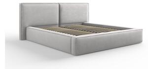 Svijetlo sivi tapecirani bračni krevet s prostorom za pohranu s podnicom 180x200 cm Arendal – Cosmopolitan Design