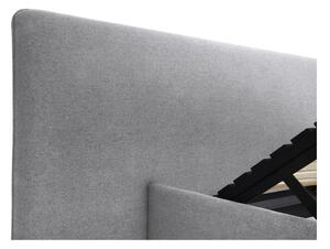 Sivi tapecirani bračni krevet s prostorom za pohranu s podnicom 140x200 cm Walter – Milo Casa