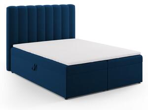 Tamno plavi boxspring krevet s prostorom za pohranu 160x200 cm Gina – Milo Casa