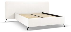 Krem tapecirani bračni krevet s prostorom za pohranu s podnicom 140x200 cm Walter – Milo Casa