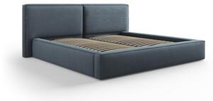 Tamno plavi tapecirani bračni krevet s prostorom za pohranu s podnicom 200x200 cm Arendal – Cosmopolitan Design