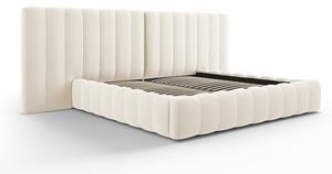 Bež tapecirani bračni krevet s prostorom za pohranu s podnicom 180x200 cm Gina – Milo Casa