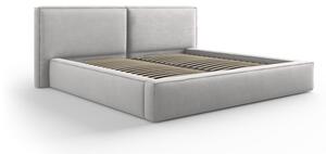 Svijetlo sivi tapecirani bračni krevet s prostorom za pohranu s podnicom 200x200 cm Arendal – Cosmopolitan Design