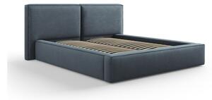 Tamno plavi tapecirani bračni krevet s prostorom za pohranu s podnicom 160x200 cm Arendal – Cosmopolitan Design