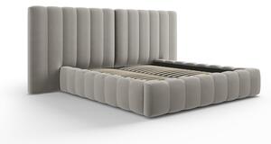 Sivi tapecirani bračni krevet s prostorom za pohranu s podnicom 160x200 cm Gina – Milo Casa