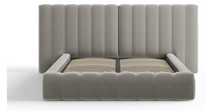 Sivi tapecirani bračni krevet s prostorom za pohranu s podnicom 160x200 cm Gina – Milo Casa