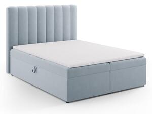 Svijetlo plavi boxspring krevet s prostorom za pohranu 160x200 cm Gina – Milo Casa
