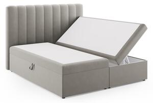 Sivi boxspring krevet s prostorom za pohranu 180x200 cm Gina – Milo Casa