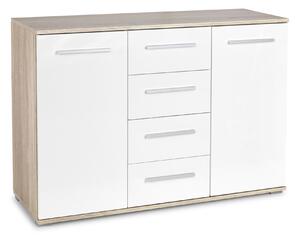 Komoda Cirveso 103, Sjajno bijela, Sonoma hrast, 82x116x41cm