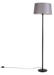 Podna lampa crna s platnenim sjenilom tamnosiva 45 cm - Simplo