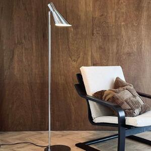Dyberg Larsen podna lampa DL12, krom, visina 139 cm, metal, prigušiva, Metalik, Dnevni boravak/blagovaonica, Metal