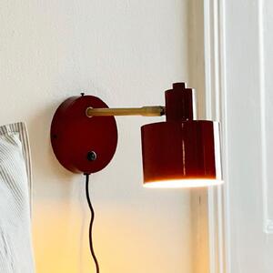 Dyberg Larsen Zidna lampa Ocean, tamnocrvena, projekcija 30 cm, Zlato / mjed, Dnevni boravak/blagovaonica, Metal
