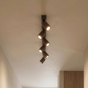 TK Lighting Gornja stropna točka, podesiva, smeđa, linearna sa šest žarulja, prigušiva, Smeđa / hrđa, Dnevni boravak/blagovaonica, Metal, Strop s više plamena