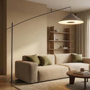 Nowodvorski Lighting Lučna svjetiljka Poise, umbra siva, čelik, tekstil, projekcija 260 cm, Sivo, Dnevni boravak/blagovaonica, Metal, Stalak kišobran