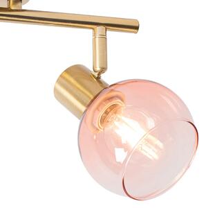 Art Deco točka zlatna s ružičastim staklom 2 svjetla - Vidro