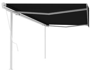 VidaXL Automatska tenda na uvlačenje sa stupovima 5x3,5 m antracit