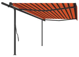 VidaXL Automatska uvlačiva tenda sa stupovima 5x3,5 m narančasto-smeđa