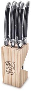 Laguiole PREMIUM LINE Set noževa za odreske sa postoljem - Black (6 kom)