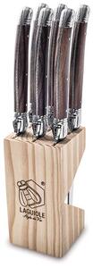 Laguiole PREMIUM LINE Set noževa za odreske sa postoljem - Dark wood (6 kom)