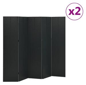 VidaXL Sobne pregrade s 5 panela 2 kom crne 200 x 180 cm čelične