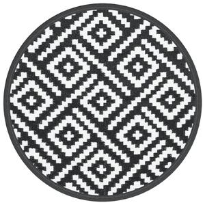 VidaXL Vanjski tepih bijelo-crni Ø 120 cm PP