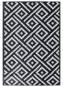 VidaXL Vanjski tepih bijelo-crni 140 x 200 cm PP