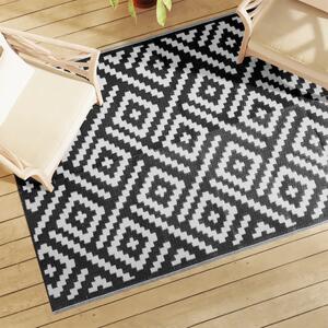 VidaXL Vanjski tepih bijelo-crni 140 x 200 cm PP