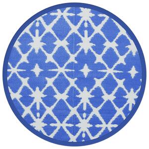 VidaXL Vanjski tepih plavo-bijeli Ø 200 cm PP