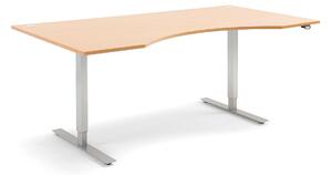 Flexus podesivi stol, električni, zaobljeni, 2000x1000mm, bukva laminat