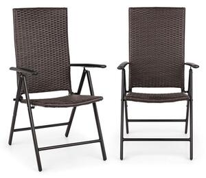 Blumfeldt Estoril, 2x vrtna stolica, poliratan, aluminij, 7 razina, sklopiva, smeđa