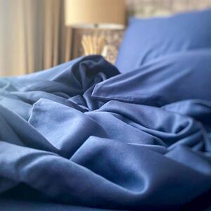 Set posteljine s plahtom Satin Simply Dark Blue